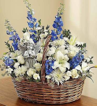 Heavenly Angel Blue and White Basket