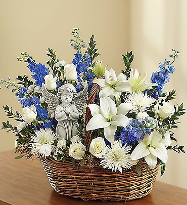 Heavenly Angel Blue and White Basket