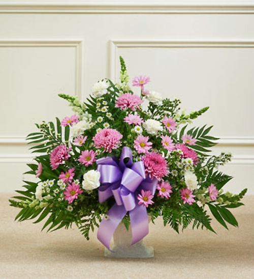 Tribute Lavender &amp; White Floor Basket Arrangement