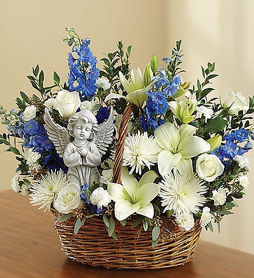 Heavenly Angel Blue and White Basket