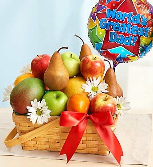 All Fruit Basket for Dad With Balloon