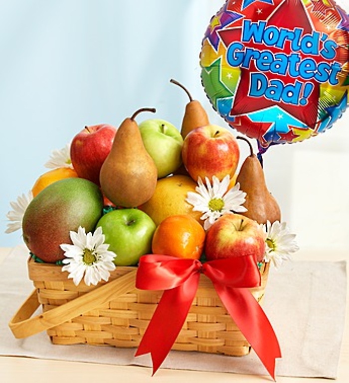 All Fruit Basket for Dad With Balloon